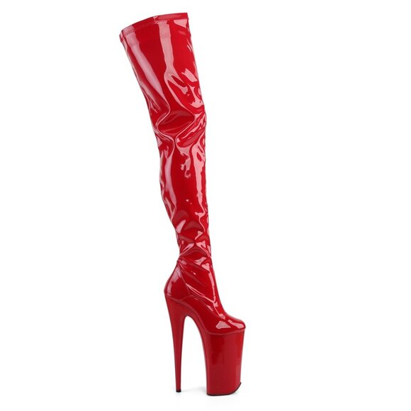 Size 9 Beyond 10" Heel Red Patent Crotch High Tall Boots